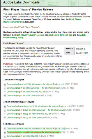 flash player 64 bit windows